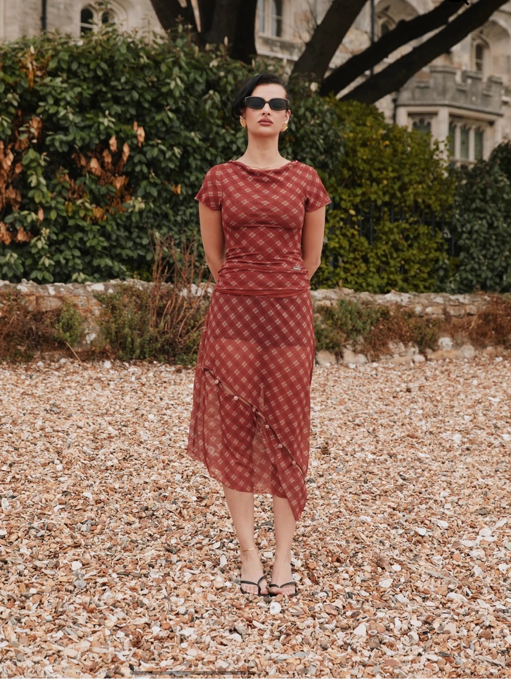 NWT House of sunny retro check mesh skirt US 12